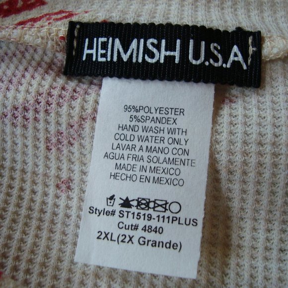NWOT Heimish USA Short Sleeve V-Neck Waffle Tee Top w/ American Flag sz 2XL - Picture 5 of 5